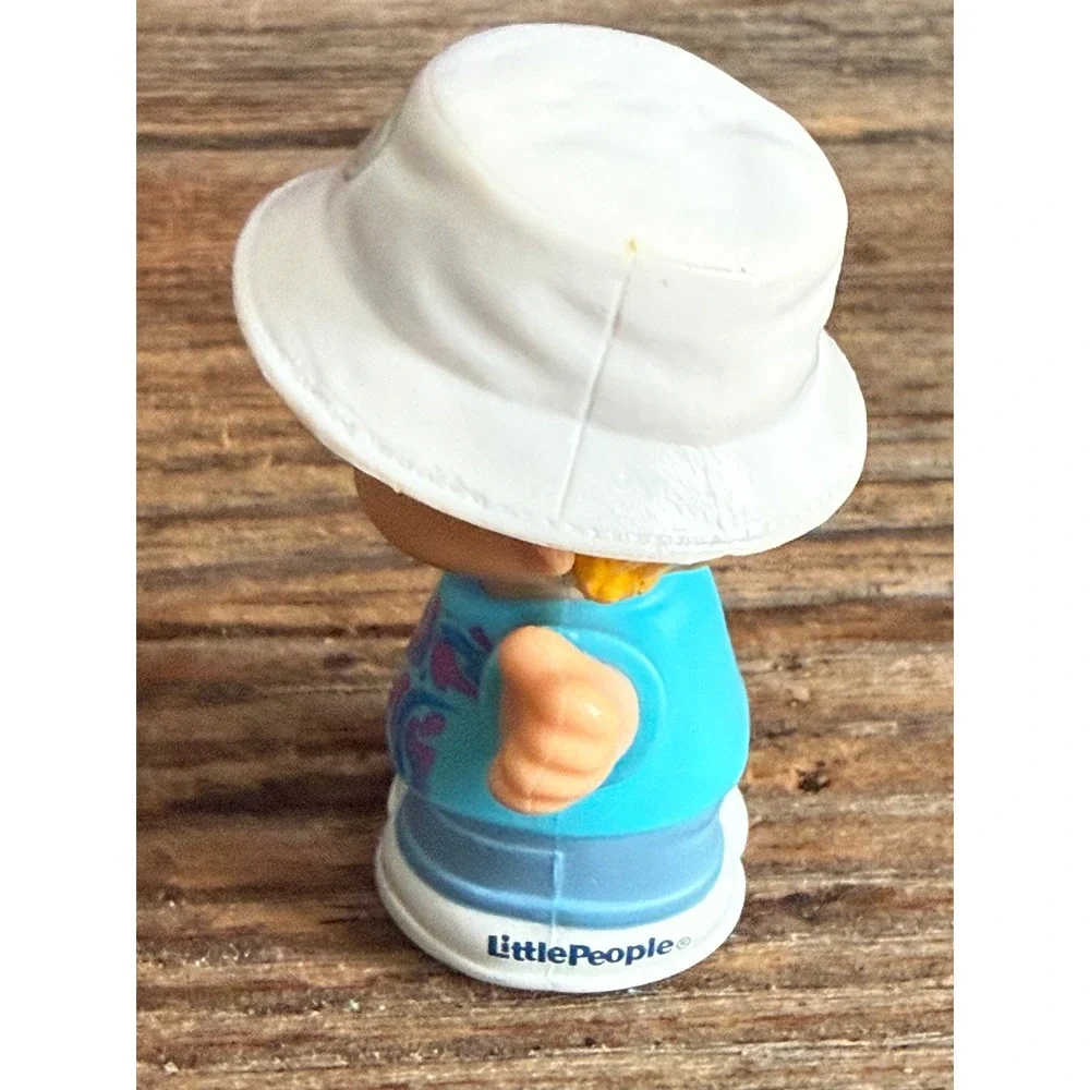 FisherPrice Little People Boy Figure White Bucket Hat Blue 90s Swirl Shirt HXC03